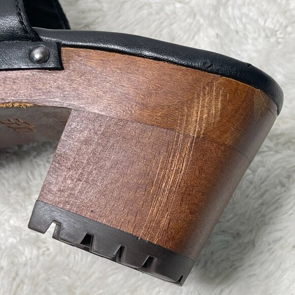UGG #1117358 Women's Black Boho Judi Leather Wooden Clogs Slip On Shoes Size 9 - Picture 14 of 16